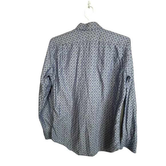 Nordstrom‎ Shirt Size 16 34/35 Blue Paisley Long Sleeve Button Up L/S Trim Fit - Picture 5 of 8
